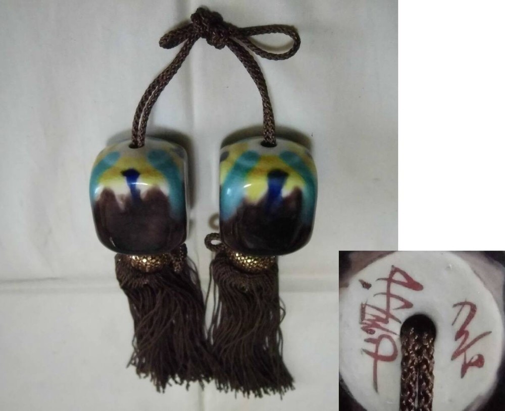 Fuchin Kutani Ware Signed Hanging Scroll Craft Retro