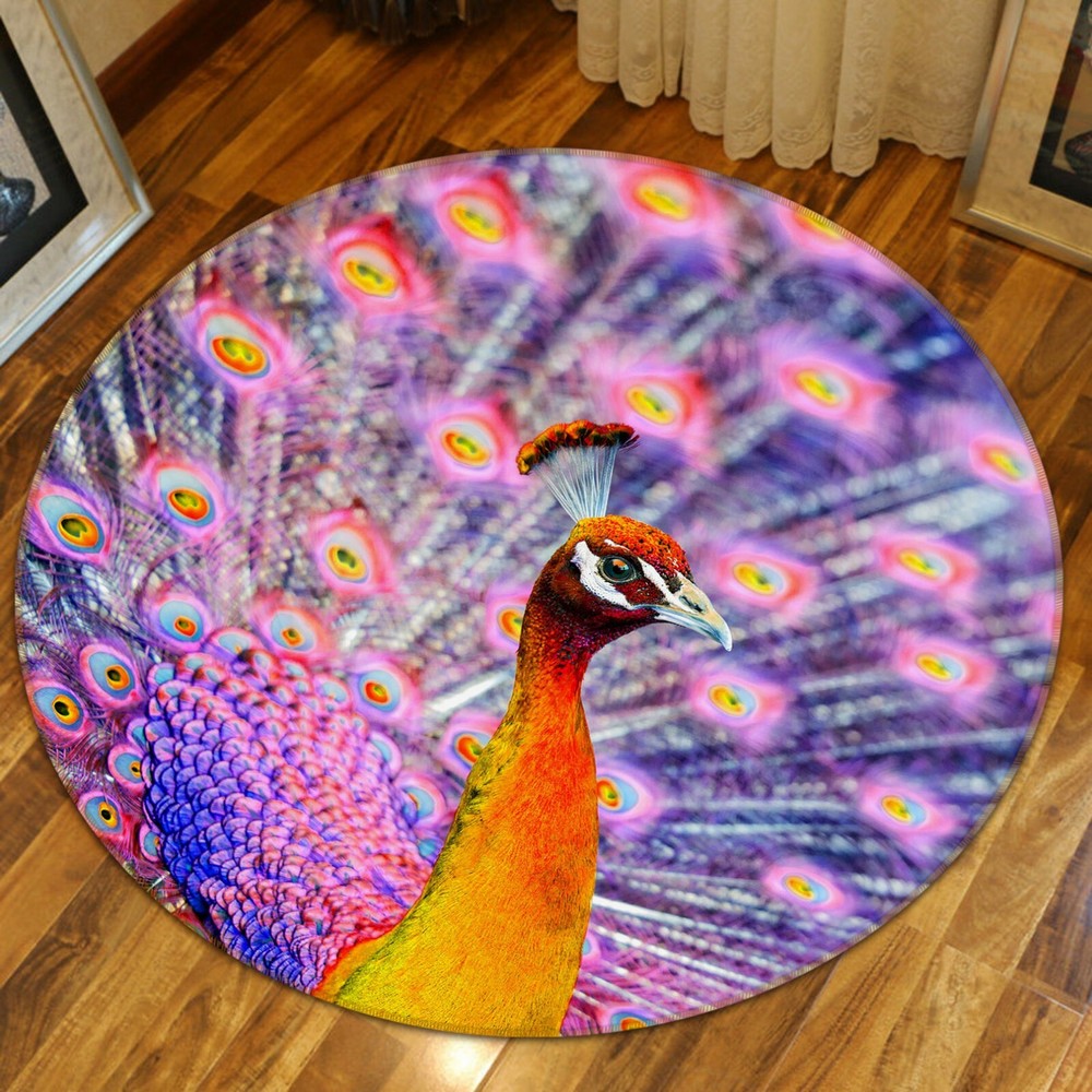 3D Beautiful Pink Peacock O1621 Animal Non Slip Rug Mat Elegant Photo Carpet Fay