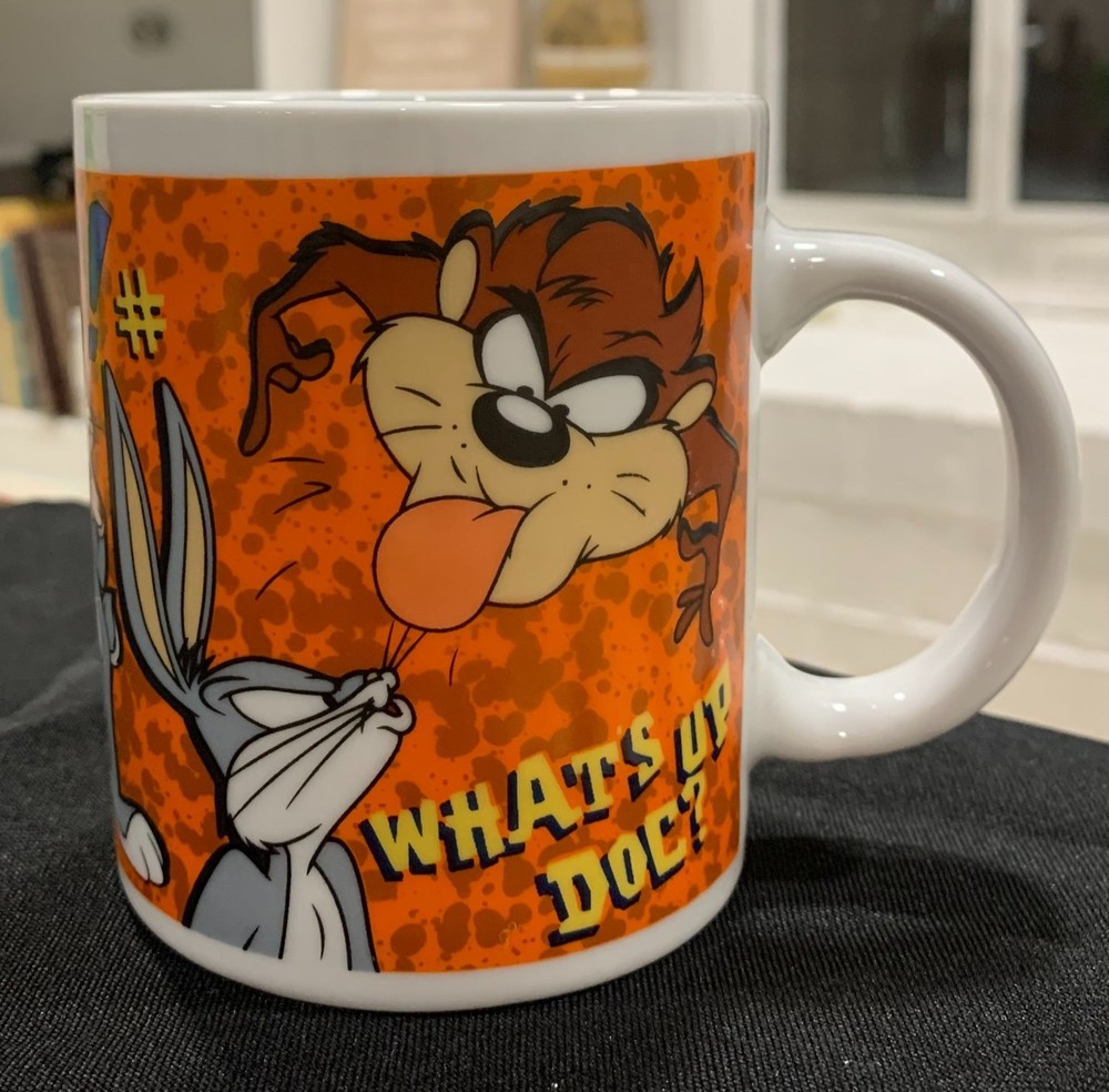 Vintage 1998 Looney Tunes Taz and Bugs Bunny Ceramic Mug