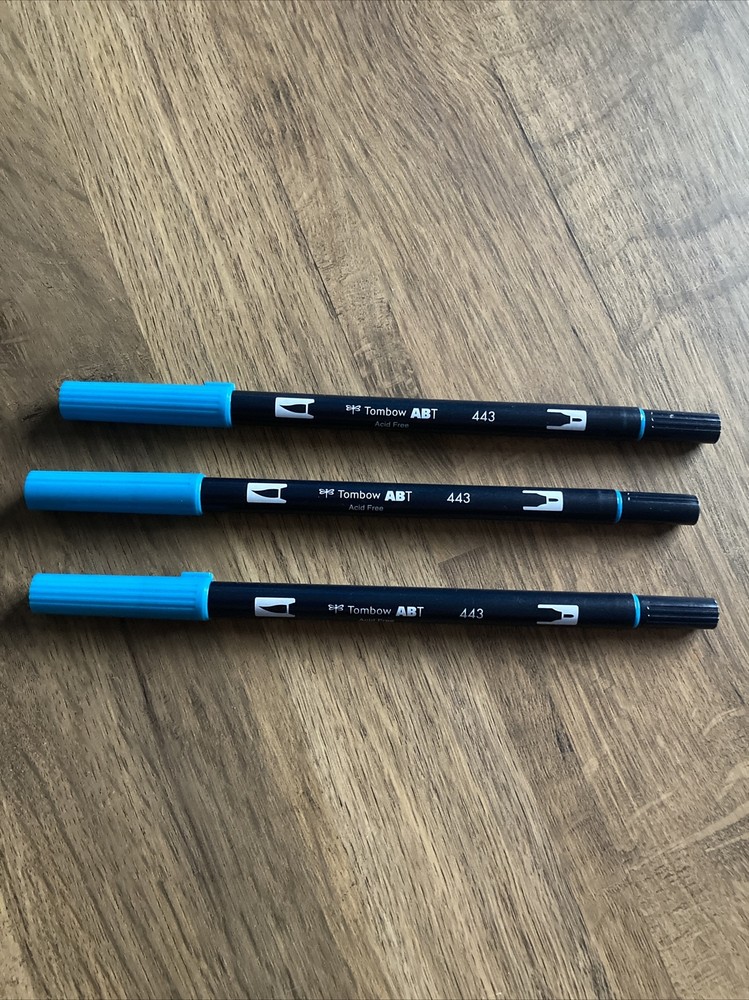 Tombow ABT Acid Free Dual Ended TURQUOISE Brush Pens, N: 443 ( PKT 3 PENS )-image