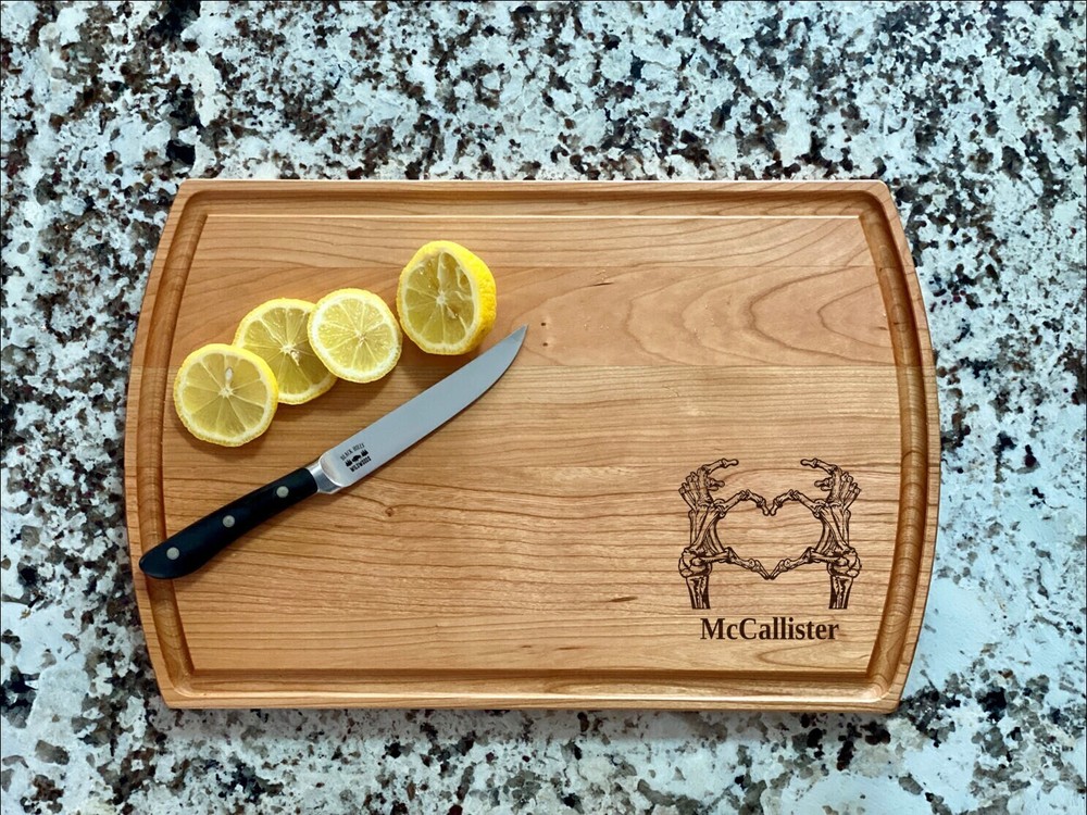 Skeleton Hands Heart Cutting Board |  Love Marriage Charcuterie Board | Custom