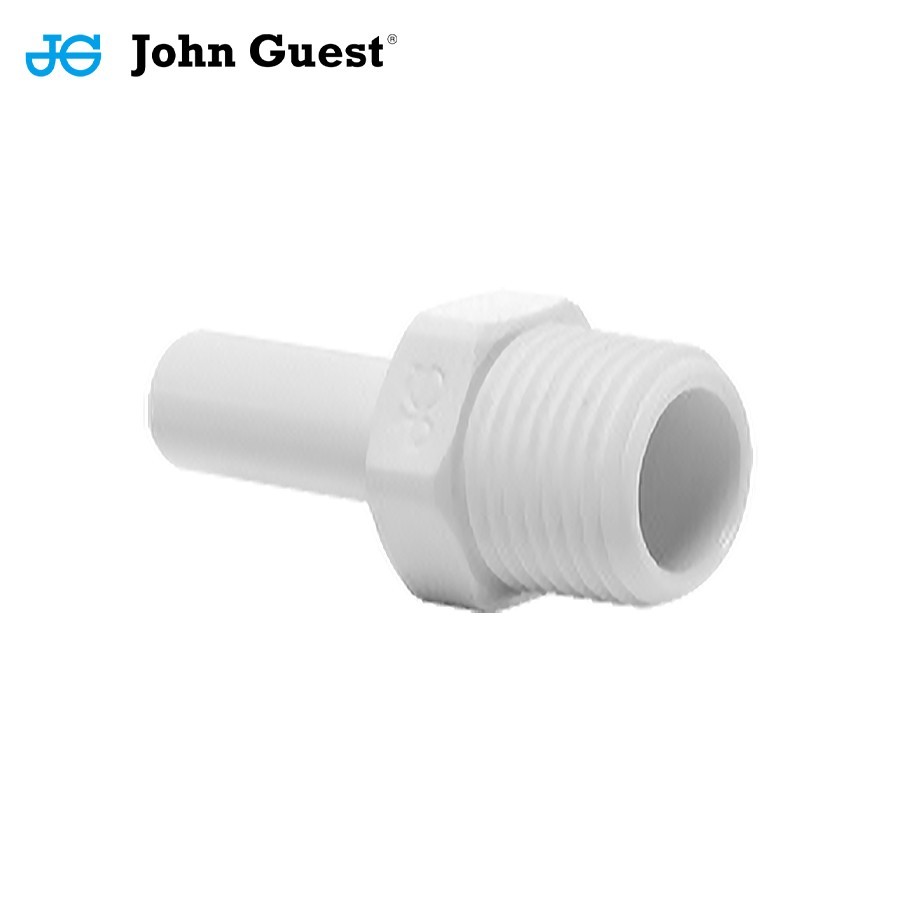 PP051624W JohnGuest STEM ADAPTOR 1/2:1/2NPTF Male Thread PP 10pcs/pack