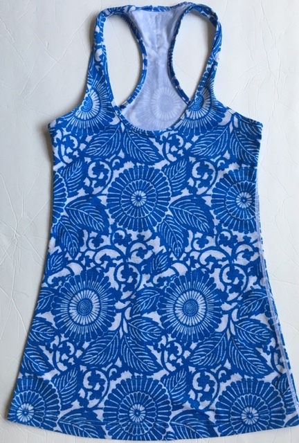 LULULEMON CRB COOL RACERBACK Tank Top Beachy Floral Fossil Porcelain Blue size 4