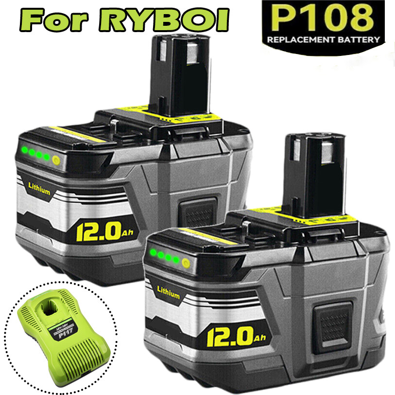 2Packs 12Ah Replacement Battery for Ryobi 18V Lithium Ion Cordless Tools P108