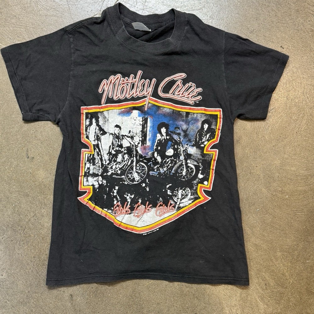Vintage 1987 Motley Crue Girls Girls Girls LA Cali T-Shirt size Med RARE Faded