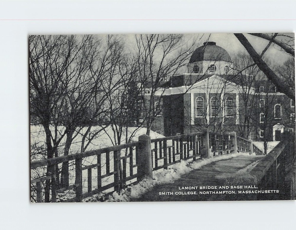 Postcard Lamont Bridge & Sage Hall Smith College Northampton Massachusetts USA