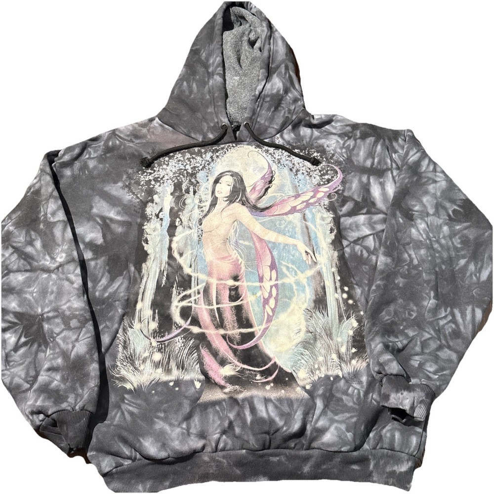 Dolls Kill X The Mountain Night Sorcery Oversized Hoodie Size Large Gray Tie Dye