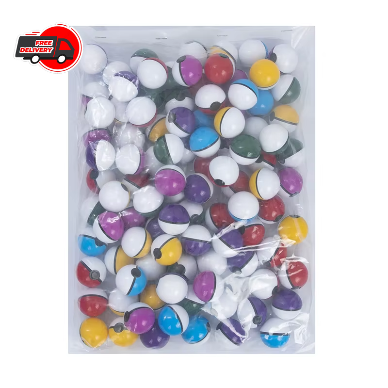 Red Mini 2” Poke-ball with 50 Action Figures Kids Bday Party Gift Ball Machine