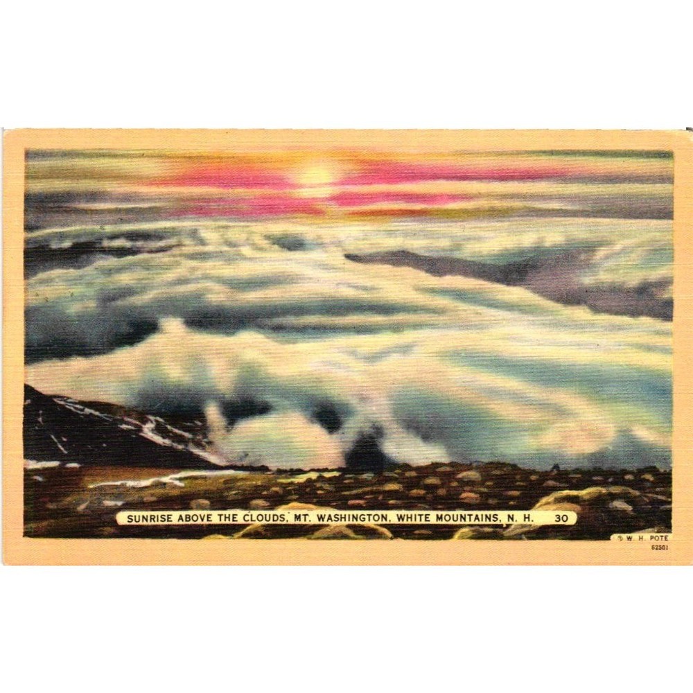 Sunrise Above the Clouds Mt Washington White Mountains NH Postcard