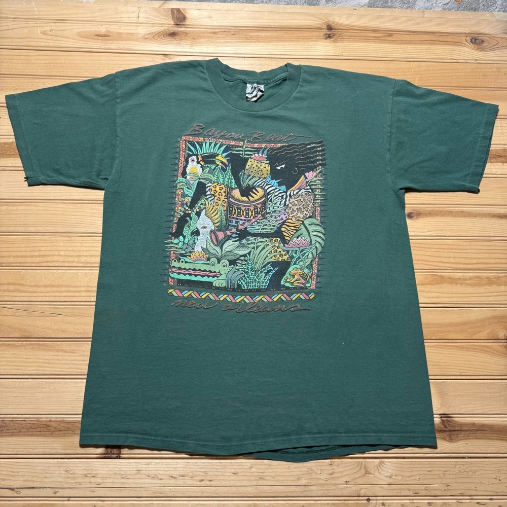 Vintage 90s Bayou Beat New Orleans Jungle Music Graphic Souvenir T-Shirt - XL
