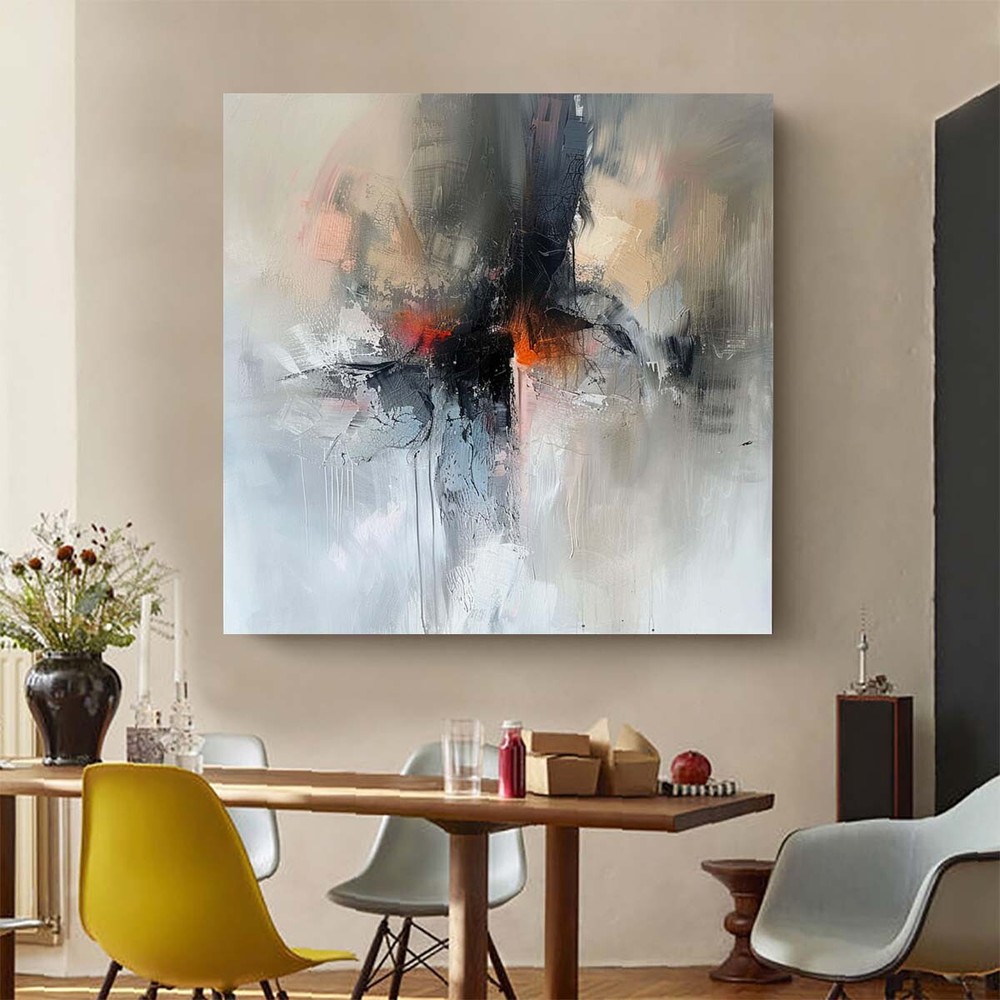 Large Original Black Modern Art Painting On Canvas Abstract Artworks Handmade