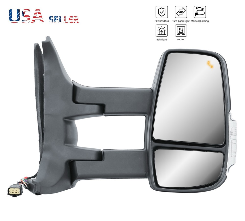 Passenger Side Long Arm Mirror with BLIS and Turn Signal - Compatible with 2010-2024 Ford Transit Models