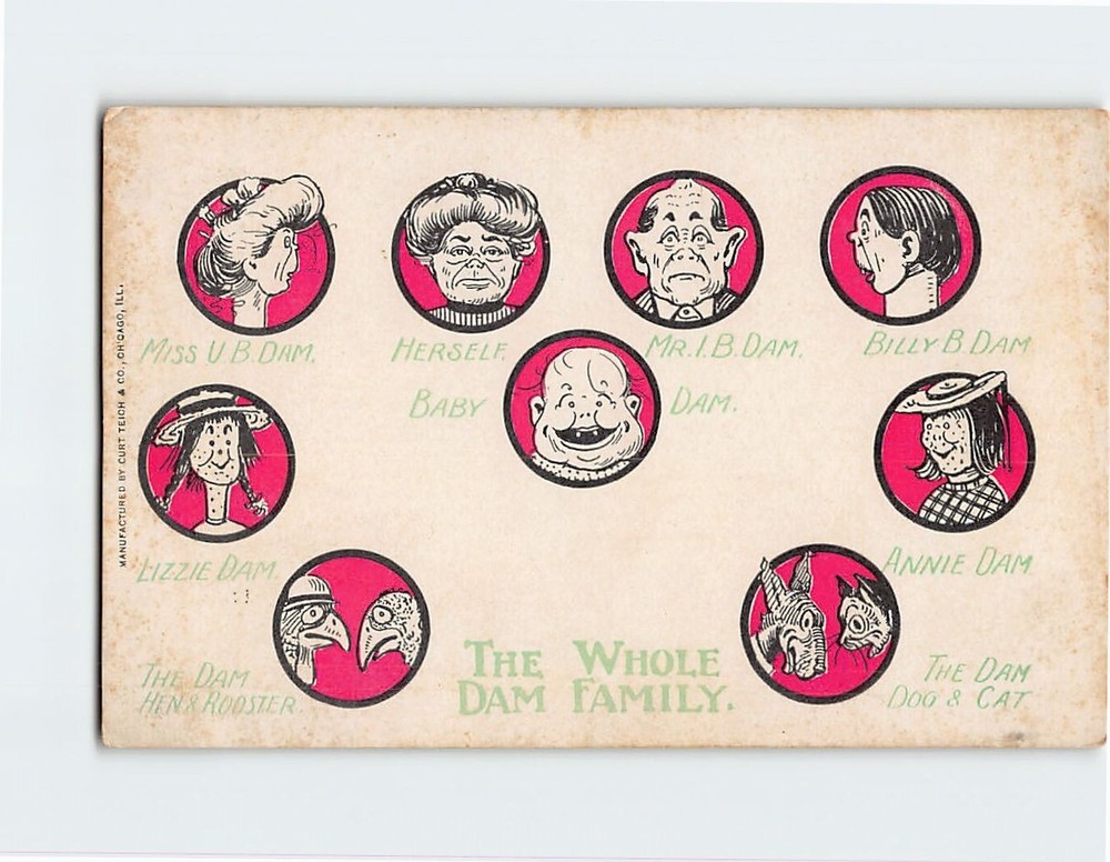 Postcard The Whole Dam Family with Family Comic Art Print