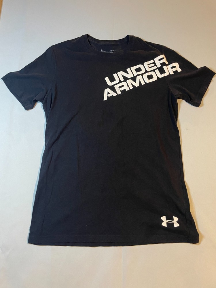 Under Armour Loose Heat Gear Mens Medium Black Short Sleeve Crew Neck Training