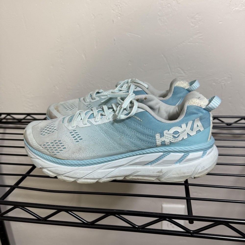 Hoka One One Clifton 6 Shoes Womens Size 10 Blue White Lightweight Running Mesh