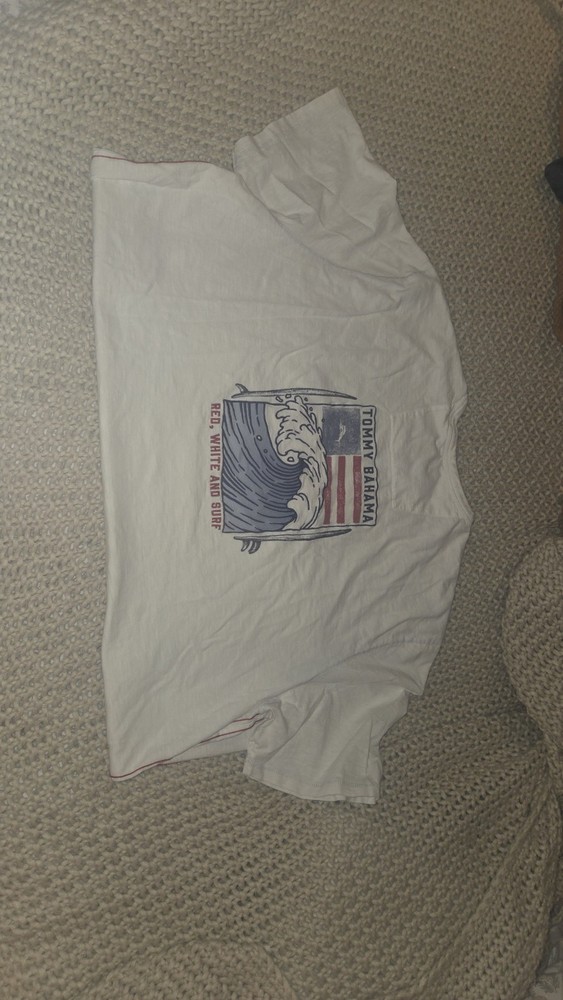 Tommy Bahama Red, White, and Surf SS T-Shirt Men’s XXL Embroidered 100% Cotton
