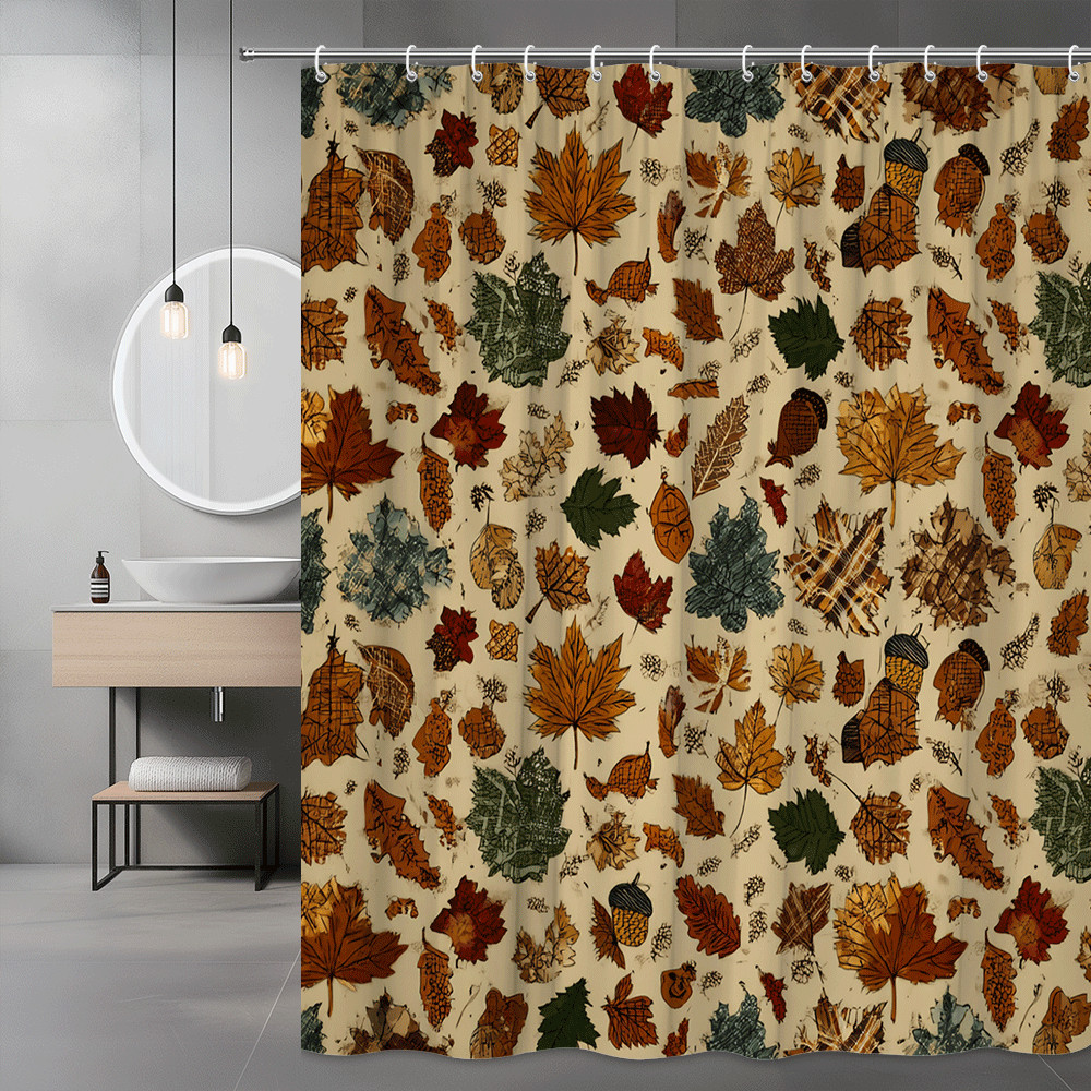 Autumn Leaves Shower Curtain Fall Maple Leaf Pattern