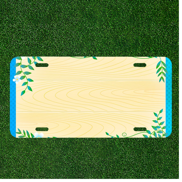 Custom Personalized License Plate Auto Tag With Amazing Wooden Leaves Add Names