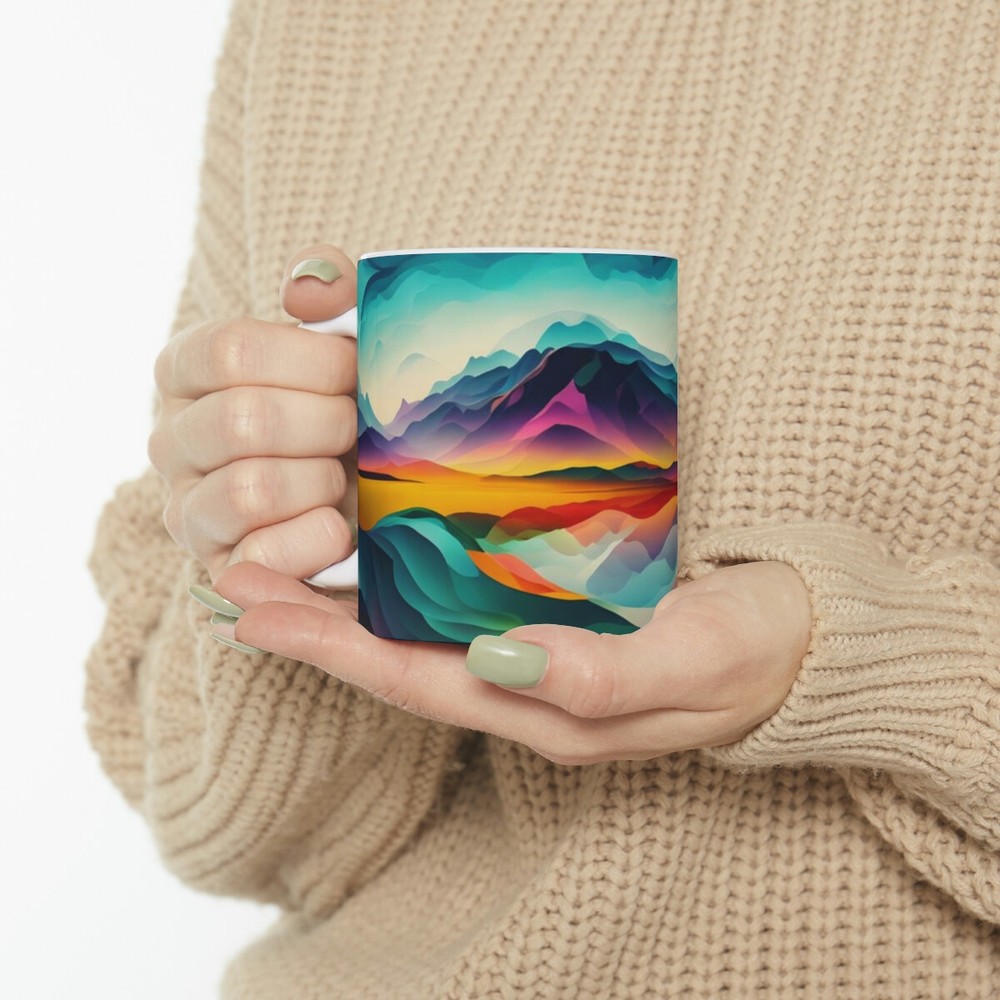 Abstract Art Landscape Ceramic Mug 11oz Coffee Cup  -image