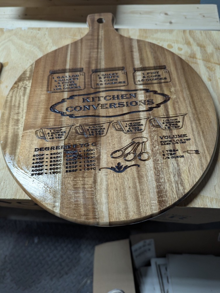 Acacia Wood Cutting Board with Handle Wooden. Engraved Kitchen Conversions-image