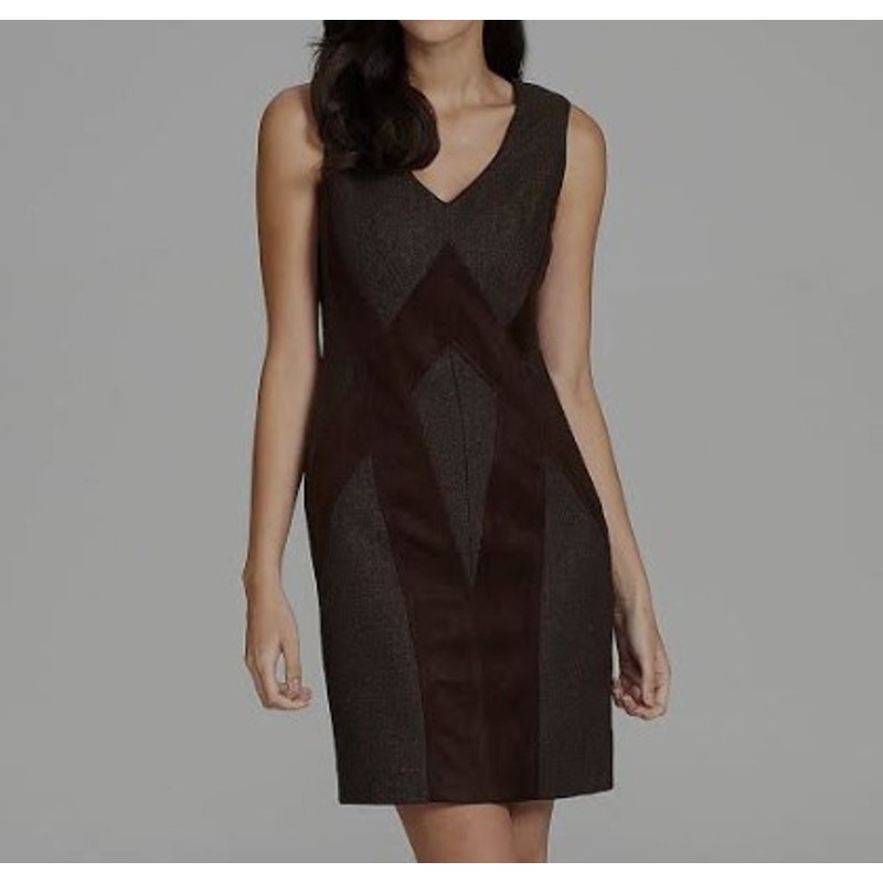 Tweed Faux Suede Sheath Dress Business Casual Office Size 8