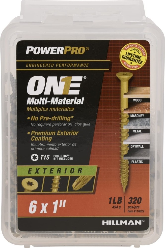 Power Pro Multi-Material Screws #6 x 1