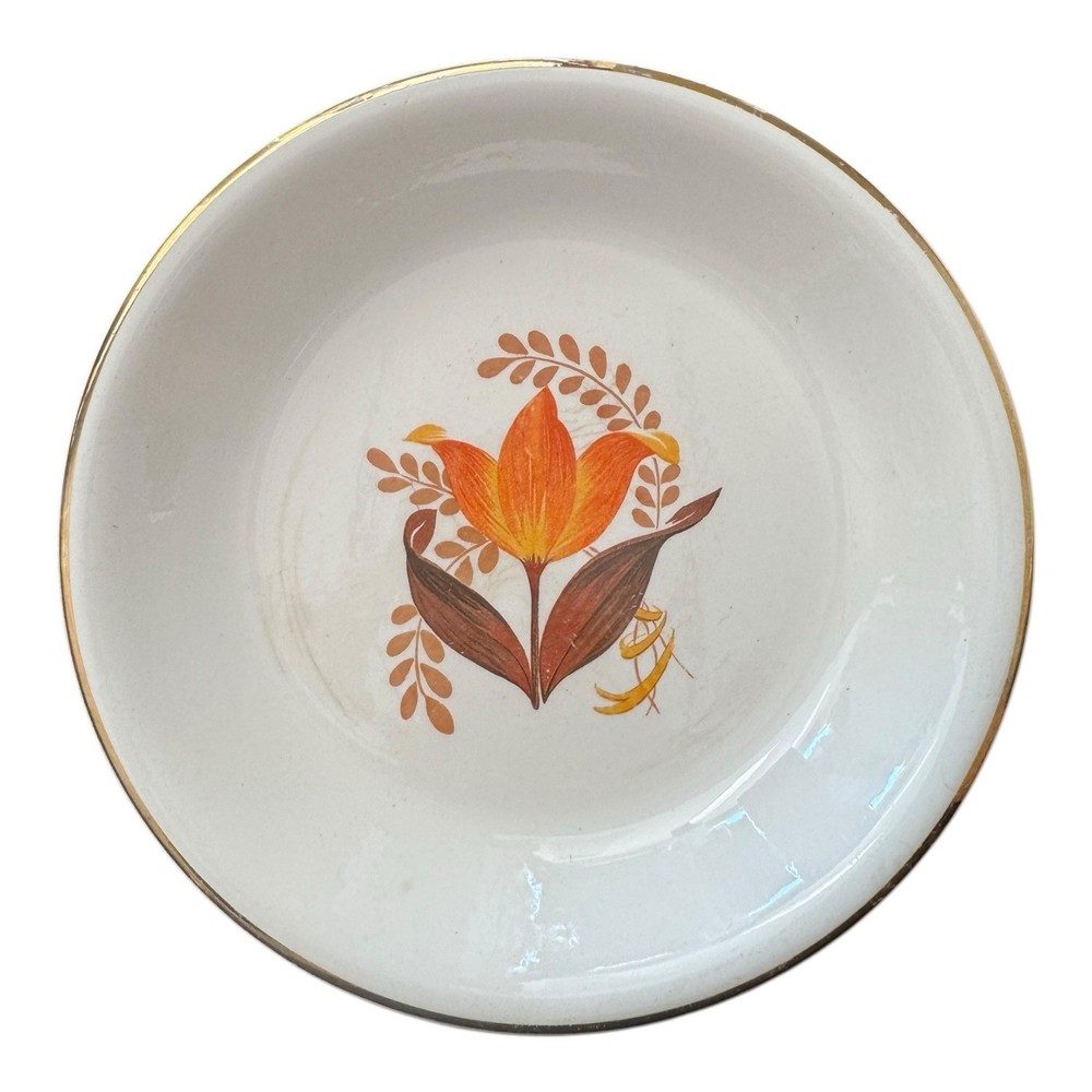 Bakerite Oven-Tested Orange Tulip 22 K Gold Bread Plate