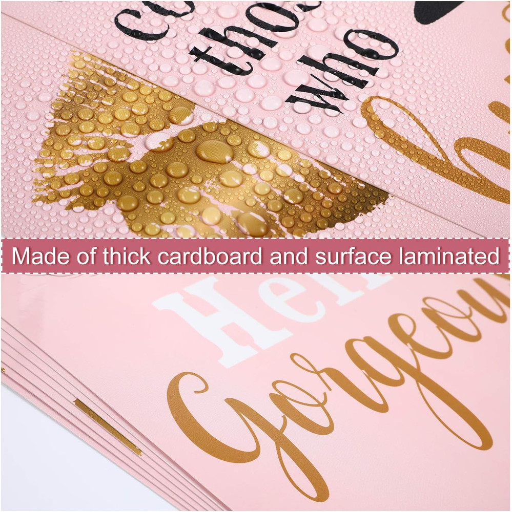 9 Pcs Inspiration Wall Decor for Women, Pink and Gold Makeup Lash Lips Wall A...