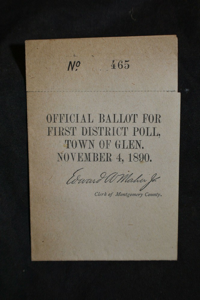 1890 Ballot for The Town of Glen, Montgomery County, NY