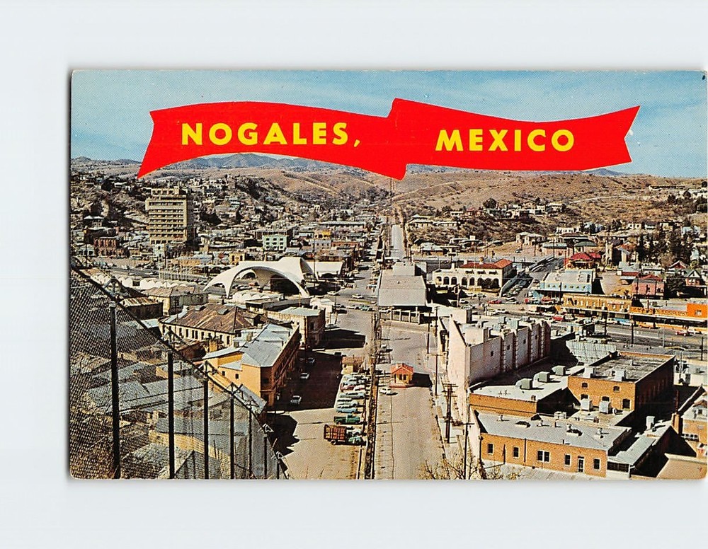 Postcard International Boundary Fence Nogales Mexico