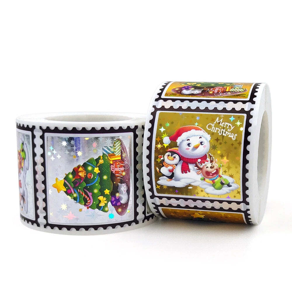 50-300pcs Holographic Stickers Merry Christmas Stickers Seal Labels For DIY Gift