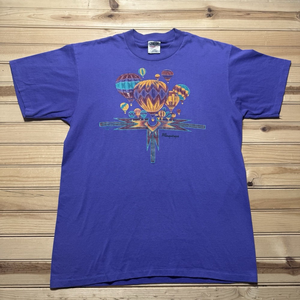 Vintage 90s Albuquerque New Mexico Hot Air Balloon Festival Colorful Shirt Large