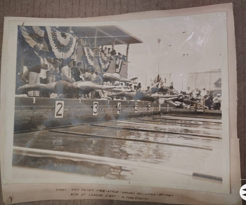 1930s vintage 8x10 Type 1 photo  Lenore Kight Wingard Olympic Swimmer Detroit