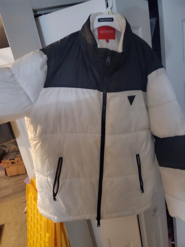 Guess Men's White Puffer Coat Size XL