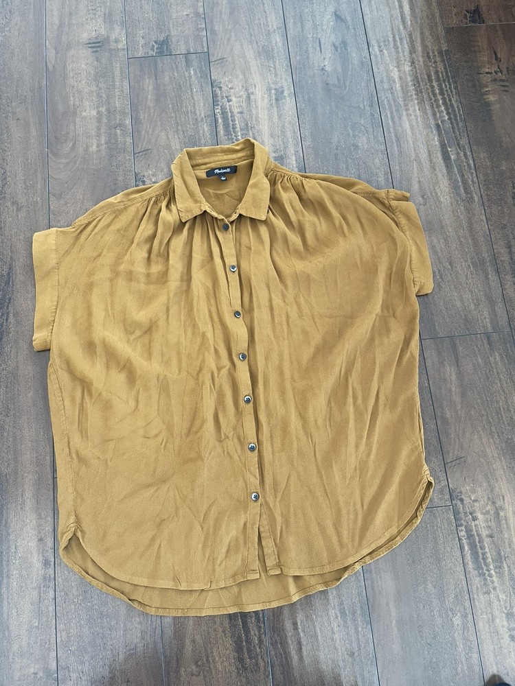 Madewell Womans Button Front Ribbed Cropped Tee Size S