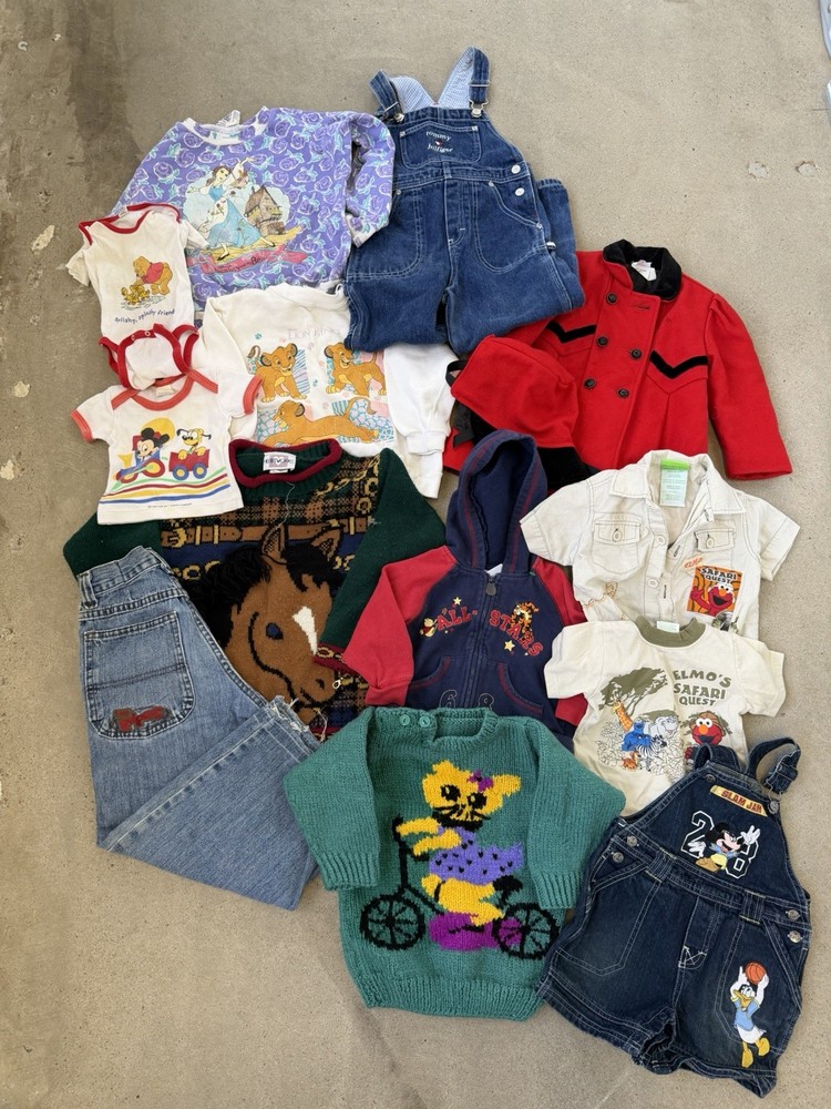 Vintage 90s Early 2000s Kids Vintage Bundle With Disney Cartoon Clothes Overalls