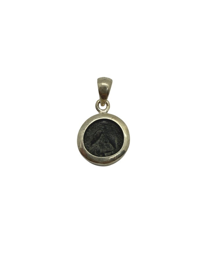 Full Widow's Mite Coin Pendant Necklace Rare in 925 Sterling Silver 0.5'' /1.3cm