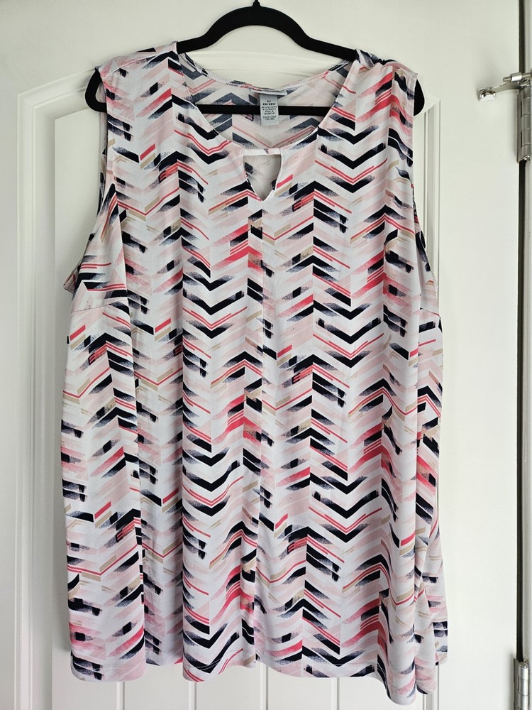 Catherines Women's Sleeveless Tank Top Geometric Print, Size 3X, Polyester Blend