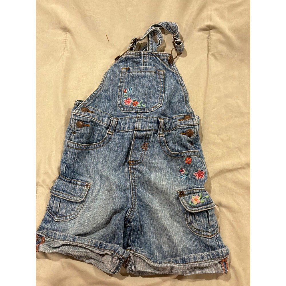 Signature by Levi Strauss Toddler Girls Floral Embroidered Denim Shortalls 3T