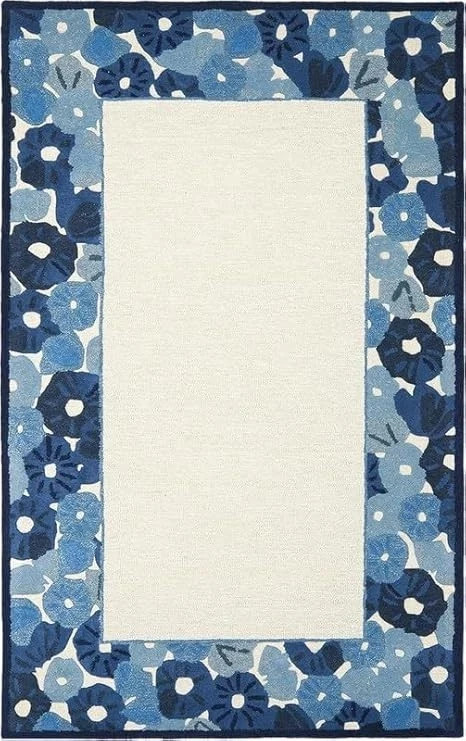 Hand Tufted Wool/Viscose Area Rug - Elegant Floral Border Design for living room