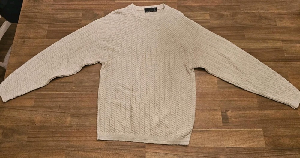 Vintage Bill Blass Sweater Mens Medium Tan Pullover Hand Framed 100% Cotton USA