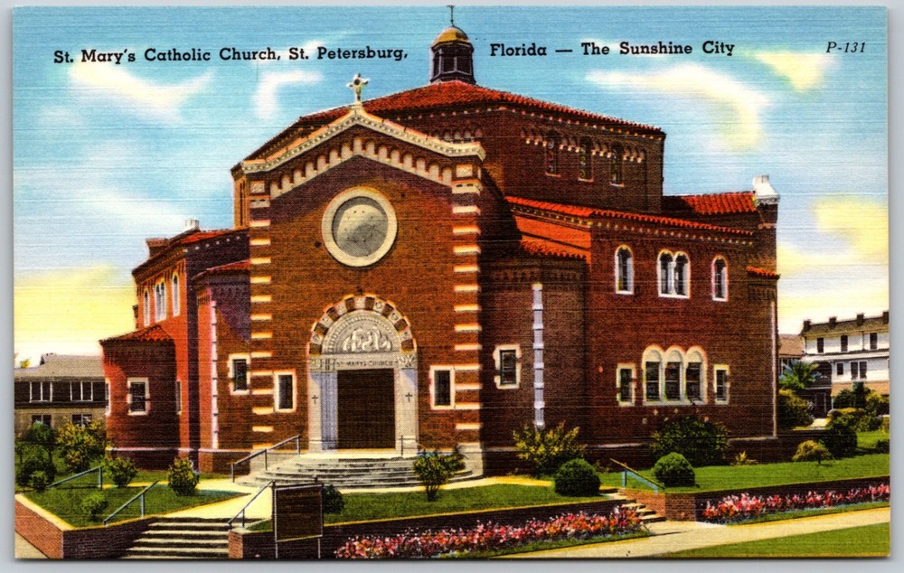 St Marys Catholic Church St Petersburg Florida VINTAGE Postcard 5321