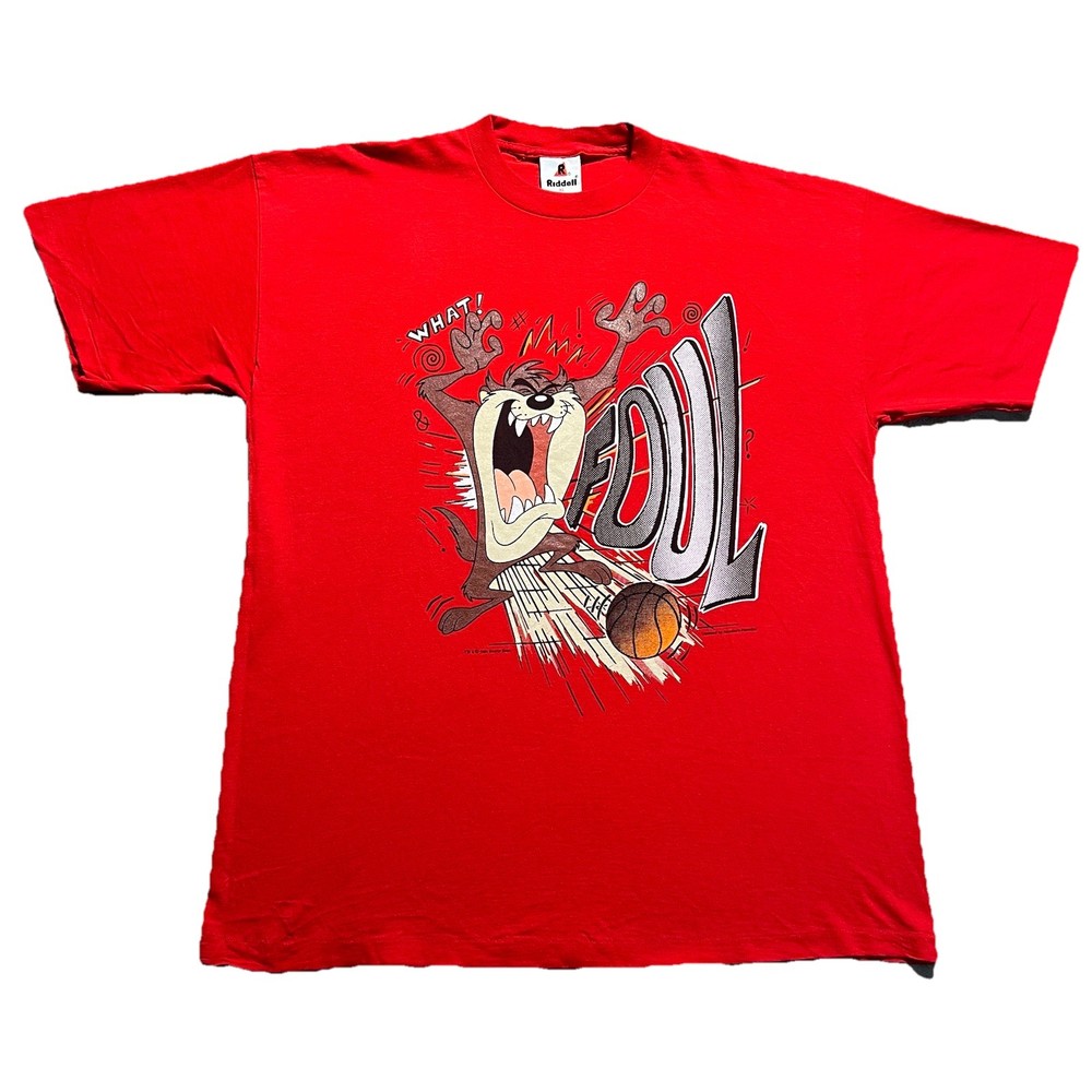 Vintage 90s Taz Basketball T Shirt Mens XL Red 1994 Single Stitch Riddell