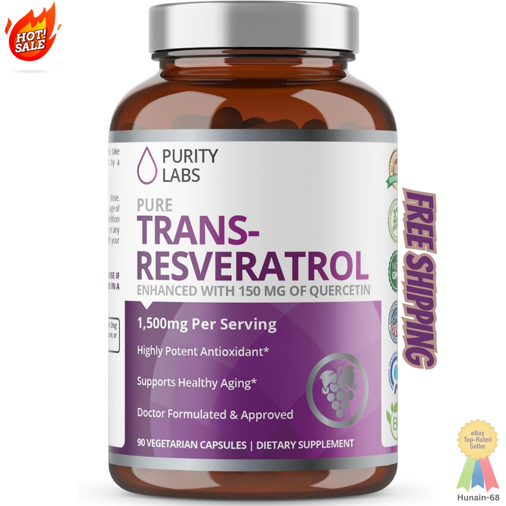 Pure Organic Trans-Resveratrol - Vegan Supplements for Heart Skin Hair Nails