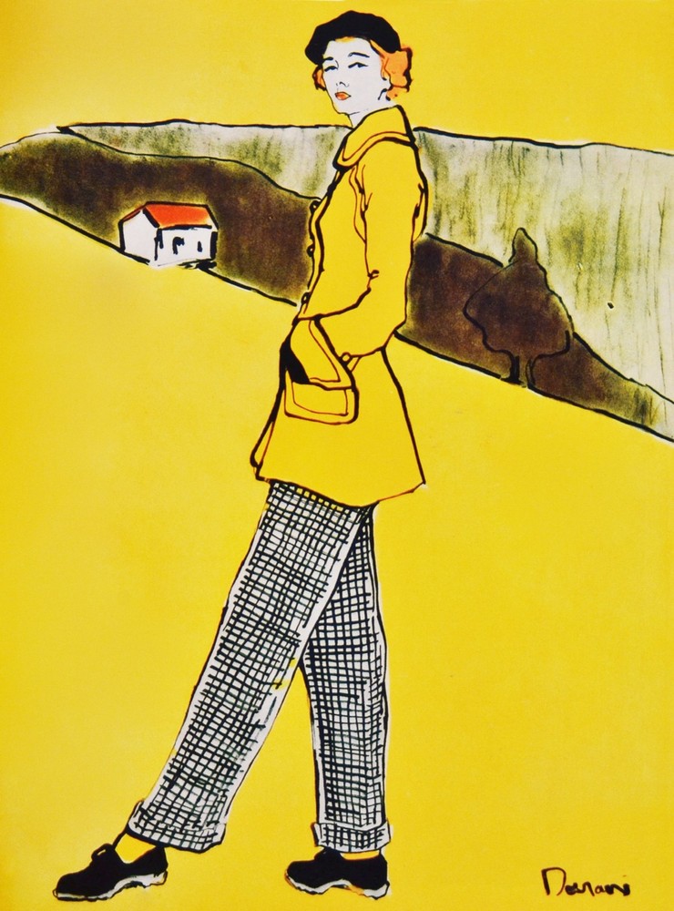Poster print.Interior design Art.Retro fashion.Yellow jacket.6322