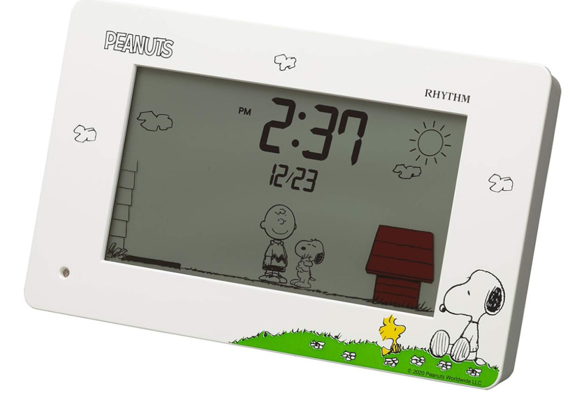 NEW Rhythm PEANUTS Snoopy alarm clock Funny action digital clock 8RDA79MS03 New