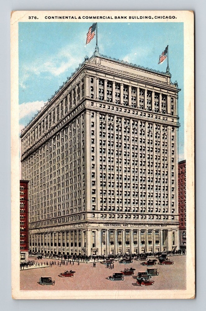 Chicago IL-Illinois, Continental & Commercial Bank Building, Vintage Postcard