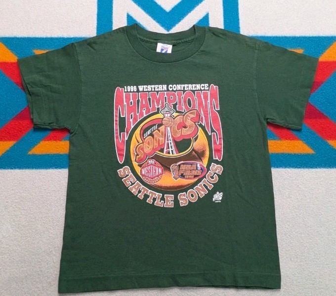 Vintage Seattle Sonics 1996 NBA Finals Shirt USA Made Single Stitch Youth Medium