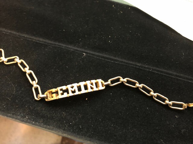 Gold Tone GEMINI Link Chain Letter Bracelet  