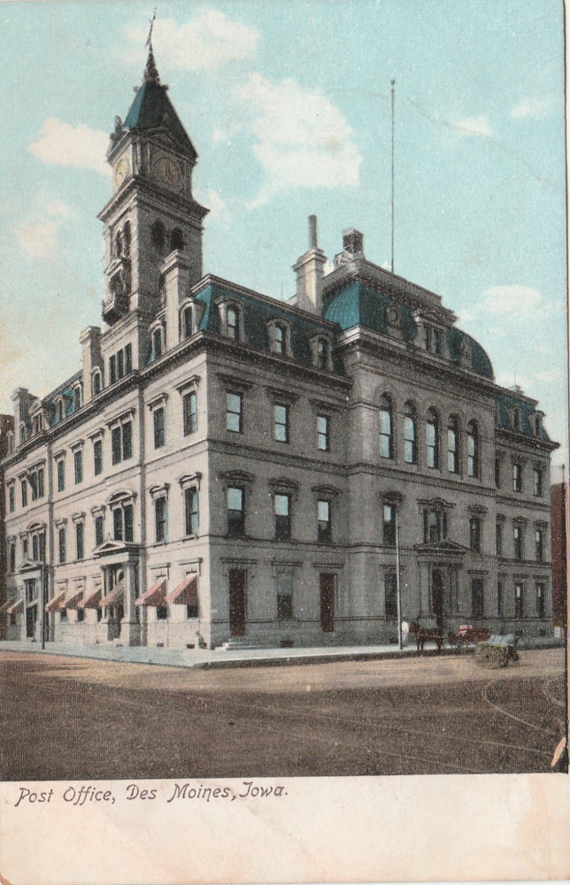Des Moines Iowa IA U.S. Post Office Library Vintage souvenir Postcard A 5237